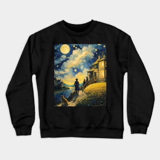 Starry Night Cat, Van Gogh Cat, Cat Lover, Cat Mom, Cat Dad Crewneck Sweatshirt